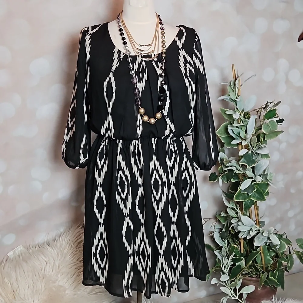 A. Byer | Black Tribal Print Dress - Picture 1 of 9